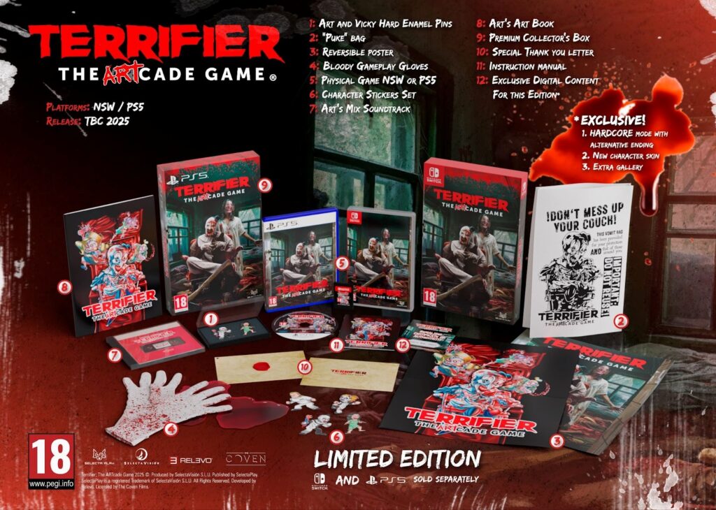 Terrifier: The ARTcade Game - Edição de Colecionador Sangrenta e Pixelada para PS5 e Switch!